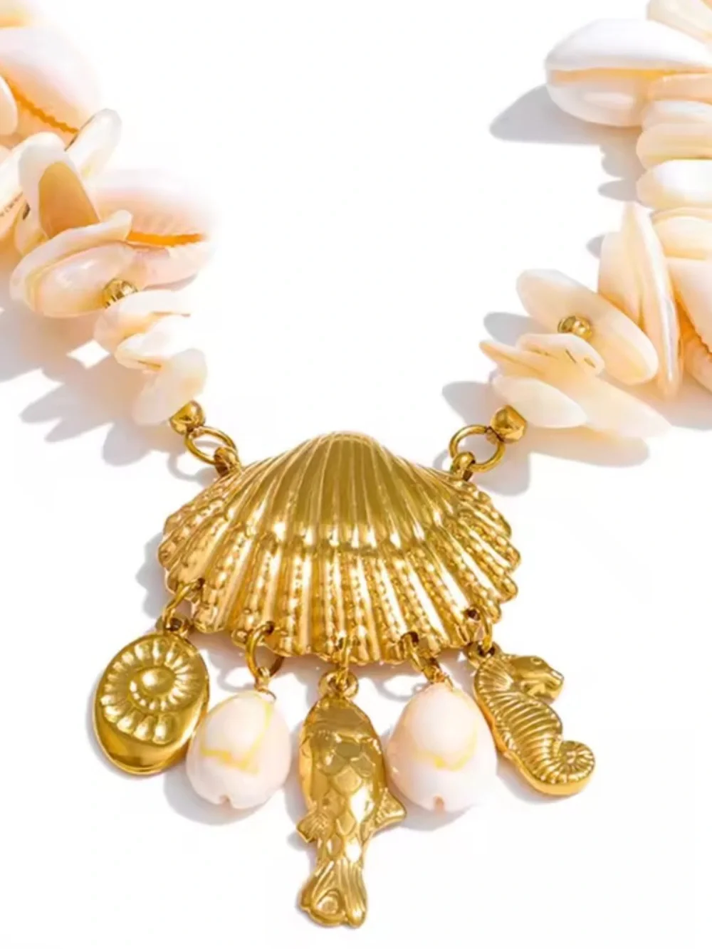Couture Gold Shell White Mother-of-Pearl Necklace